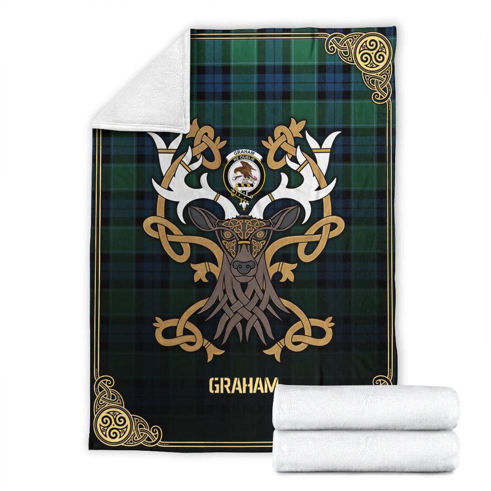 Clan Graham of Menteith Ancient Tartan Crest Premium Blanket Celtic Stag Style TZ97 Clan Graham Tartan Today