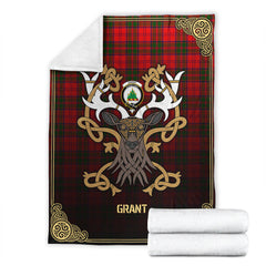 Clan Grant Modern Tartan Crest Premium Blanket Celtic Stag Style QP33 Clan Grant Tartan Today
