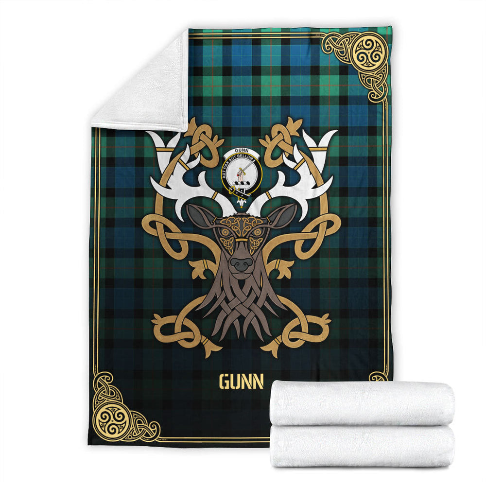 Clan Gunn Ancient Tartan Crest Premium Blanket Celtic Stag Style NH10 Clan Gunn Tartan Today