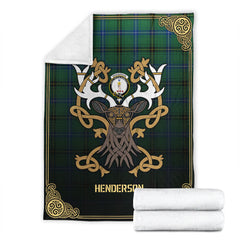 Clan Henderson Ancient Tartan Crest Premium Blanket Celtic Stag Style WG88 Clan Henderson Tartan Today