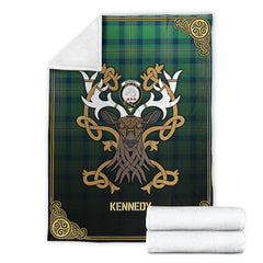 Clan Kennedy Ancient Tartan Crest Premium Blanket Celtic Stag Style VK36 Clan Kennedy Tartan Today