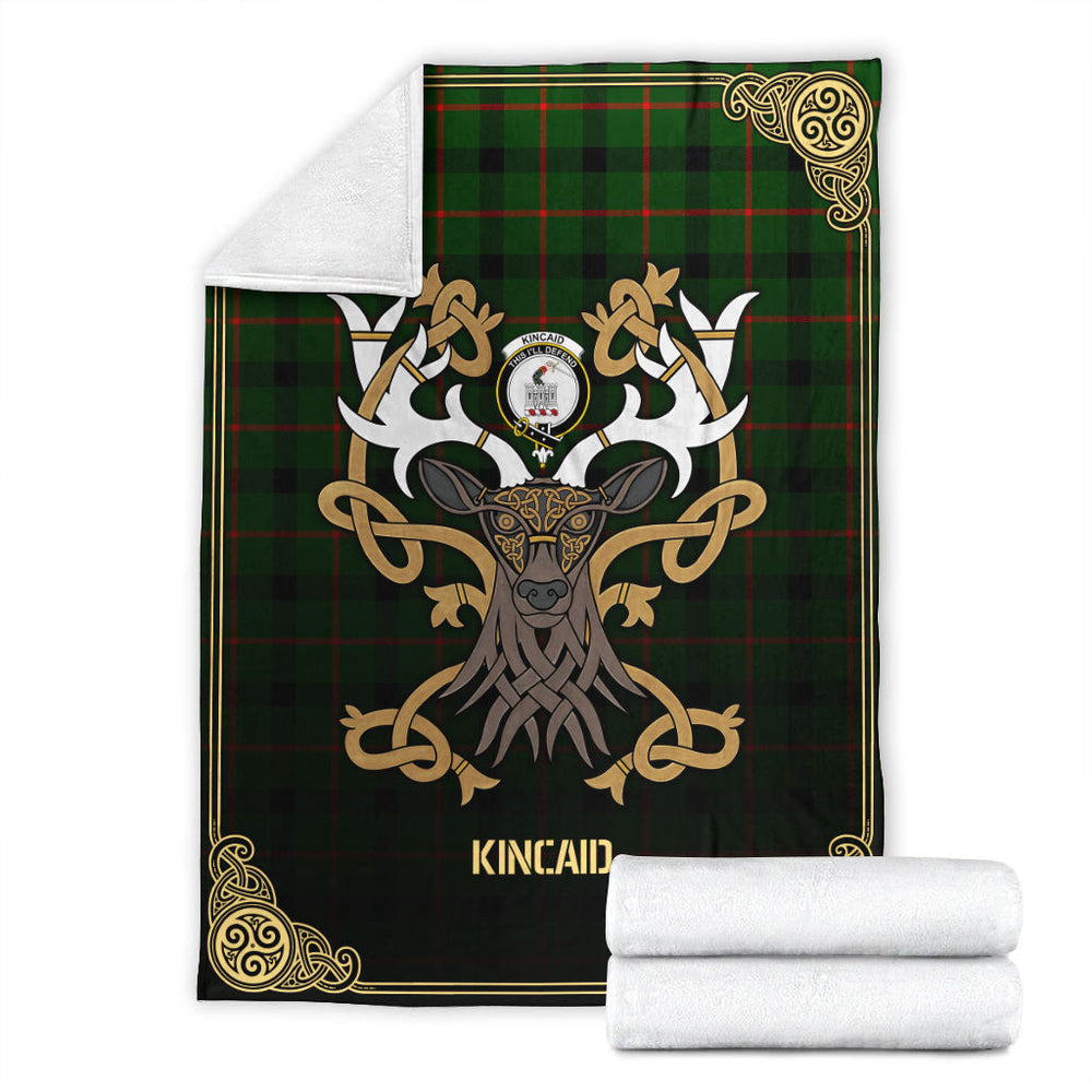 Clan Kincaid Tartan Crest Premium Blanket Celtic Stag Style QU55 Clan Kincaid Tartan Today