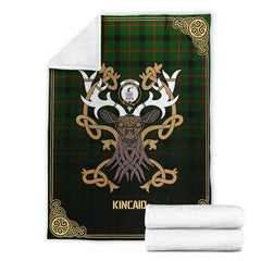 Clan Kincaid Tartan Crest Premium Blanket Celtic Stag Style QU55 Clan Kincaid Tartan Today