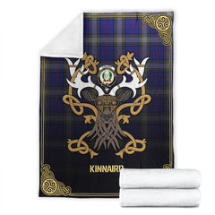 Clan Kinnaird Tartan Crest Premium Blanket Celtic Stag Style RC28 Clan Kinnaird Tartan Today