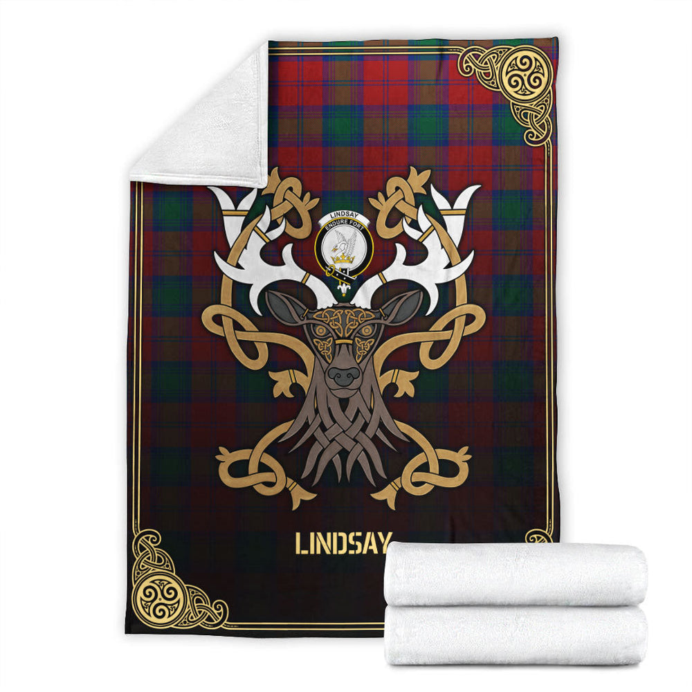 Clan Lindsay Modern Tartan Crest Premium Blanket Celtic Stag Style CE32 Clan Lindsay Tartan Today