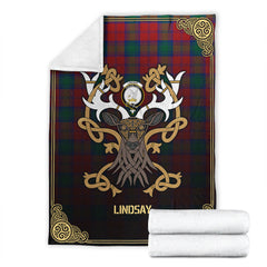Clan Lindsay Modern Tartan Crest Premium Blanket Celtic Stag Style CE32 Clan Lindsay Tartan Today