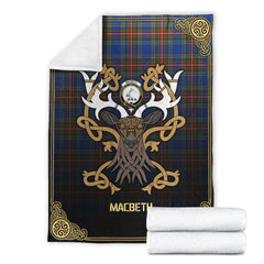 Clan MacBeth Ancient Tartan Crest Premium Blanket Celtic Stag Style QW75 Clan MacBeth Tartan Today