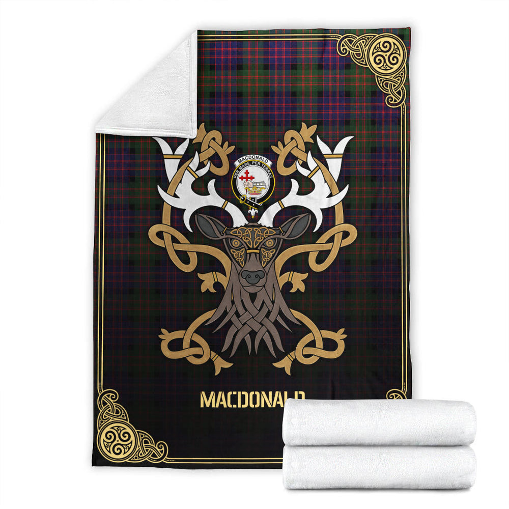 Clan MacDonald Modern Tartan Crest Premium Blanket Celtic Stag Style XW55 Clan MacDonald Tartan Today