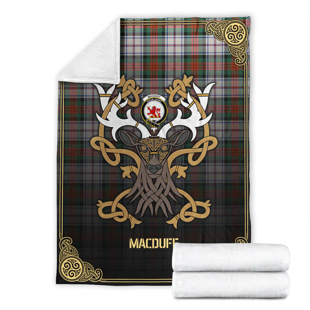 Clan MacDuff Dress Ancient Tartan Crest Premium Blanket Celtic Stag Style MJ46 Clan MacDuff Tartan Today