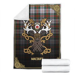 Clan MacDuff Dress Ancient Tartan Crest Premium Blanket Celtic Stag Style MJ46 Clan MacDuff Tartan Today