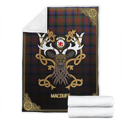 Clan MacDuff Hunting Modern Tartan Crest Premium Blanket Celtic Stag Style UV69 Clan MacDuff Tartan Today