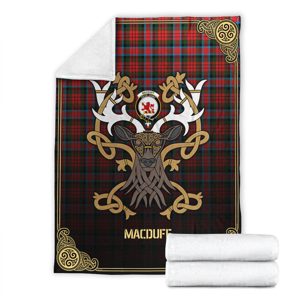 Clan MacDuff Modern Tartan Crest Premium Blanket Celtic Stag Style ZZ54 Clan MacDuff Tartan Today