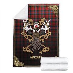 Clan MacDuff Modern Tartan Crest Premium Blanket Celtic Stag Style ZZ54 Clan MacDuff Tartan Today