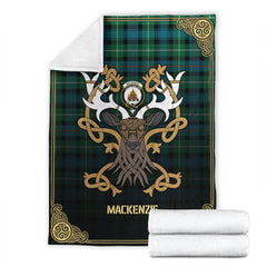 Clan MacKenzie Ancient Tartan Crest Premium Blanket Celtic Stag Style QL86 Clan MacKenzie Clan MacKenzie