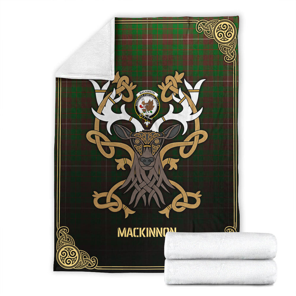 Clan MacKinnon Hunting Modern Tartan Crest Premium Blanket Celtic Stag Style CJ91 Clan MacKinnon Tartan Today