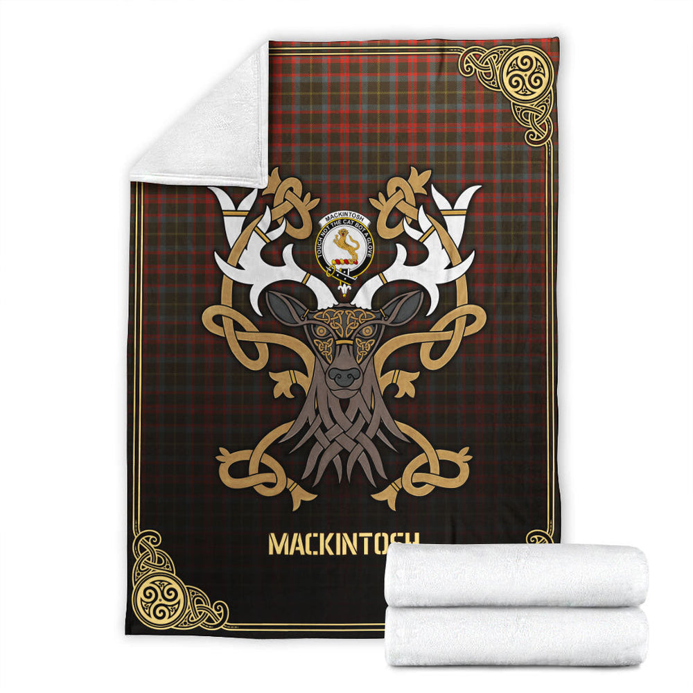 Clan MacKintosh Hunting Weathered Tartan Crest Premium Blanket Celtic Stag Style BS71 Clan MacKintosh / MacIntosh Tartan Today