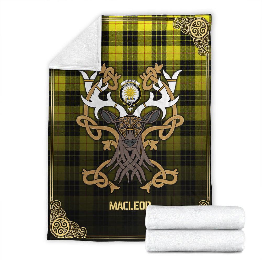 Clan MacLeod of Lewis Modern Tartan Crest Premium Blanket Celtic Stag Style TE40 Clan Hall Tartan Today