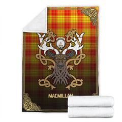 Clan MacMillan Tartan Crest Premium Blanket Celtic Stag Style YL90 Clan MacMillan Tartan Today