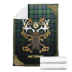 Clan MacThomas Ancient Tartan Crest Premium Blanket Celtic Stag Style SQ34 Clan MacThomas Tartan Today