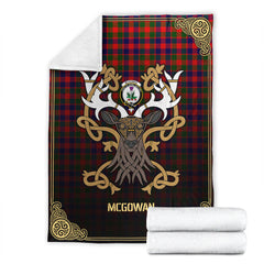 Clan McGowan Tartan Crest Premium Blanket Celtic Stag Style ZS34 Clan MacGowan (McGowan) Tartan Today