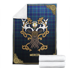 Clan Mercer Modern Tartan Crest Premium Blanket Celtic Stag Style JP53 Clan Mercer Tartan Today