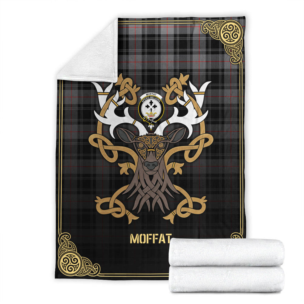 Clan Moffat Modern Tartan Crest Premium Blanket Celtic Stag Style RJ97 Clan Moffat Tartan Today