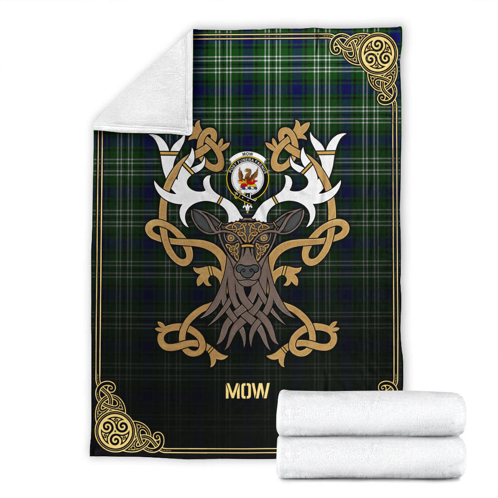 Clan Mow Tartan Crest Premium Blanket Celtic Stag Style FS14 Clan Mow Tartan Today