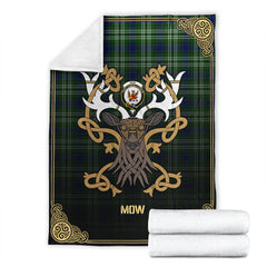Clan Mow Tartan Crest Premium Blanket Celtic Stag Style FS14 Clan Mow Tartan Today