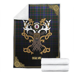 Clan Ogilvie Hunting Modern Tartan Crest Premium Blanket Celtic Stag Style IT72 Clan Ogilvie Tartan Today