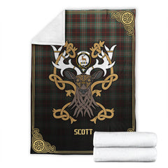 Clan Scott Brown Ancient Tartan Crest Premium Blanket Celtic Stag Style NQ97 Clan Scott (Scott Tartan) Tartan Today