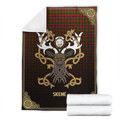 Clan Skene Modern Tartan Crest Premium Blanket Celtic Stag Style ZX82 Clan Skene Tartan Today