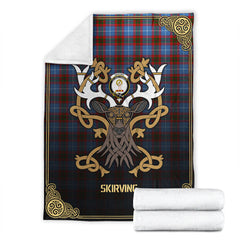 Clan Skirving Tartan Crest Premium Blanket Celtic Stag Style MB41 Clan Skirving Tartan Today