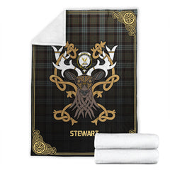 Clan Stewart Old Weathered Tartan Crest Premium Blanket Celtic Stag Style IG30 Clan Stewart Tartan Today