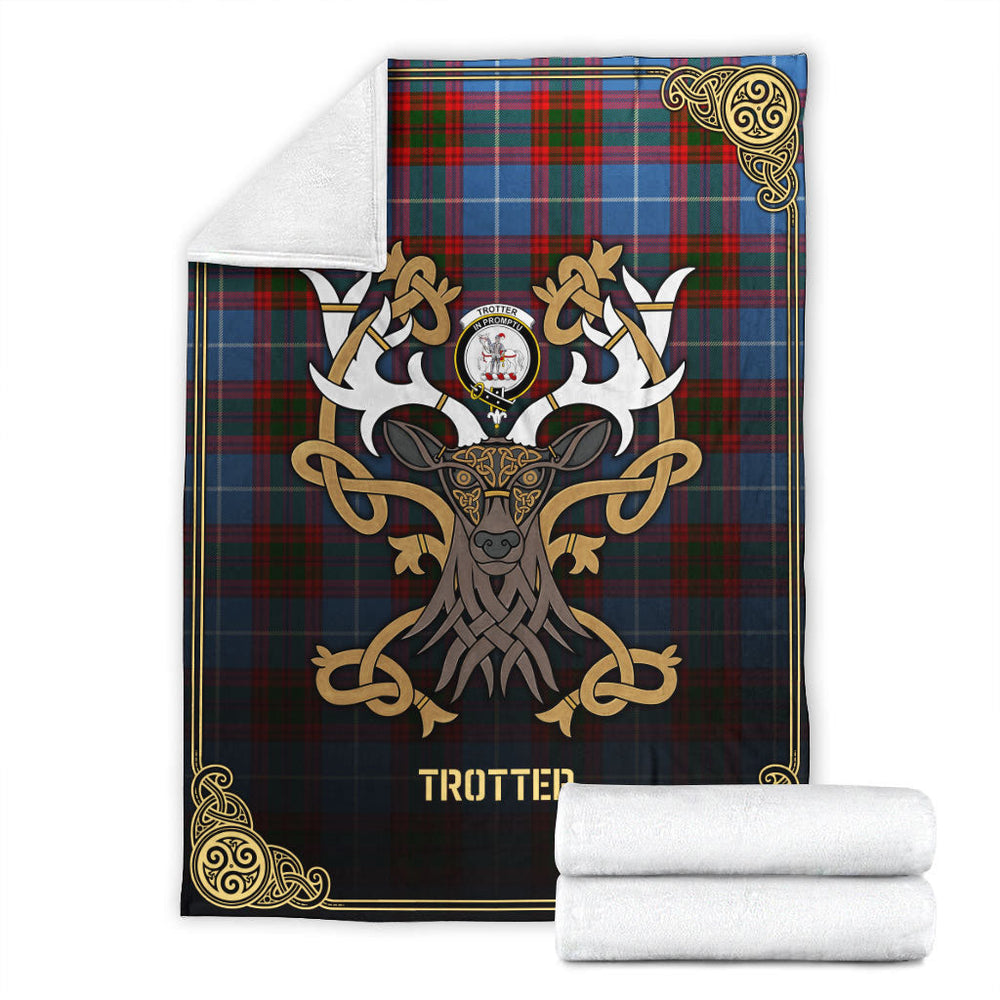 Clan Trotter Tartan Crest Premium Blanket Celtic Stag Style WR42 Clan Trotter Tartan Today