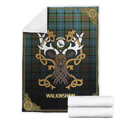 Clan Walkinshaw Tartan Crest Premium Blanket Celtic Stag Style KC29 Clan Shaw Tartan Today