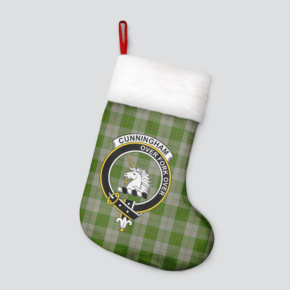 Clan Cunningham Dress Green Dancers Tartan Crest Christmas Stocking EJ69 Cunningham Dress Green Dancers Tartan Tartan Stocking