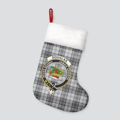 Clan Douglas Grey Modern Tartan Crest Christmas Stocking OU19 Douglas Grey Modern Tartan Tartan Stocking