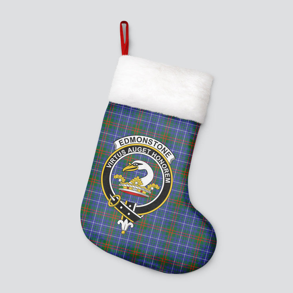 Clan Edmonstone Tartan Crest Christmas Stocking XH50 Edmonstone Tartan Tartan Stocking