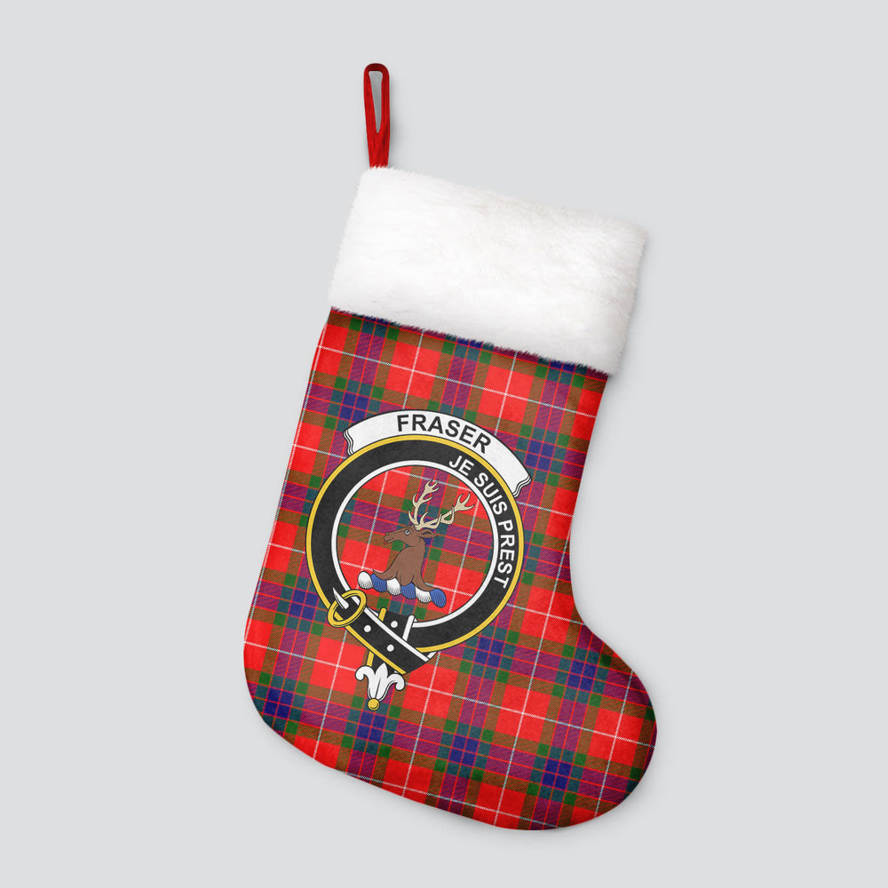 Clan Fraser (of Lovat) Modern Tartan Crest Christmas Stocking DQ49 Fraser (of Lovat) Modern Tartan Tartan Stocking