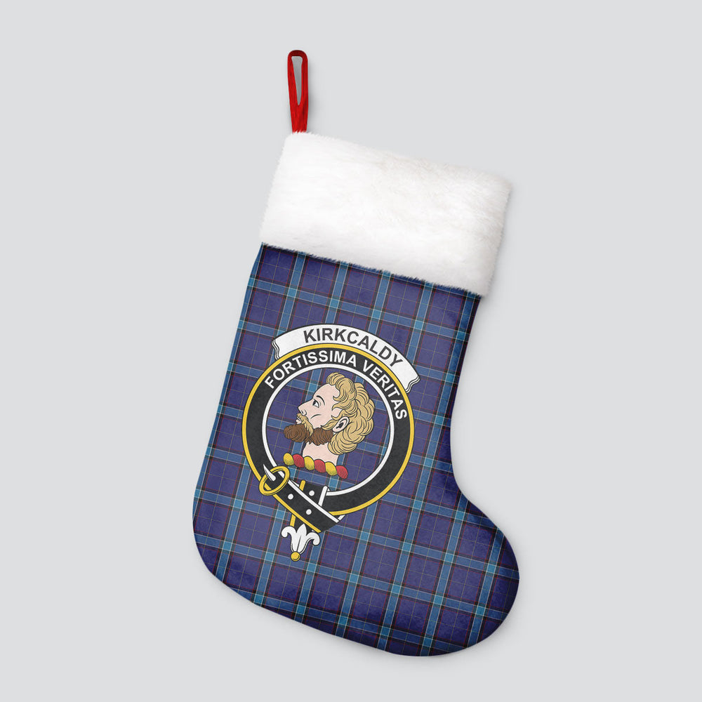 Clan Kirkcaldy Tartan Crest Christmas Stocking VP94 Kirkcaldy Tartan Tartan Stocking