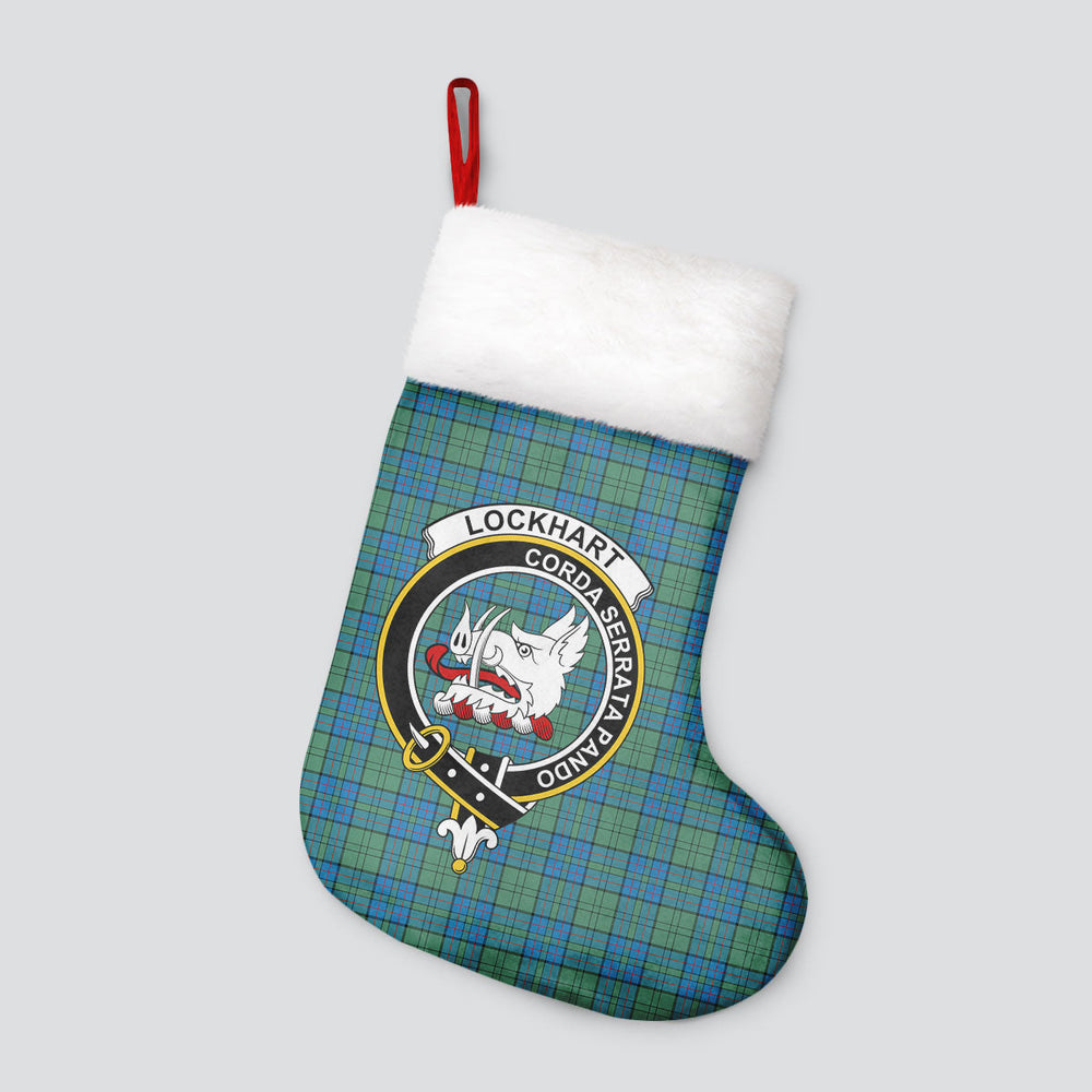 Clan Lockhart Tartan Crest Christmas Stocking HZ13 Lockhart Tartan Tartan Stocking