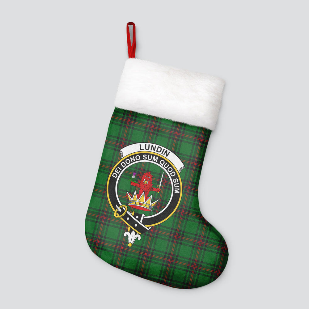 Clan Lundin Tartan Crest Christmas Stocking KE38 Lundin Tartan Tartan Stocking