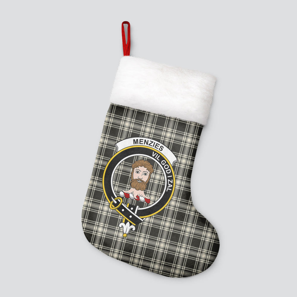 Clan Menzies Black _ White Ancient Tartan Crest Christmas Stocking NQ42 Menzies Black _ White Ancient Tartan Tartan Stocking