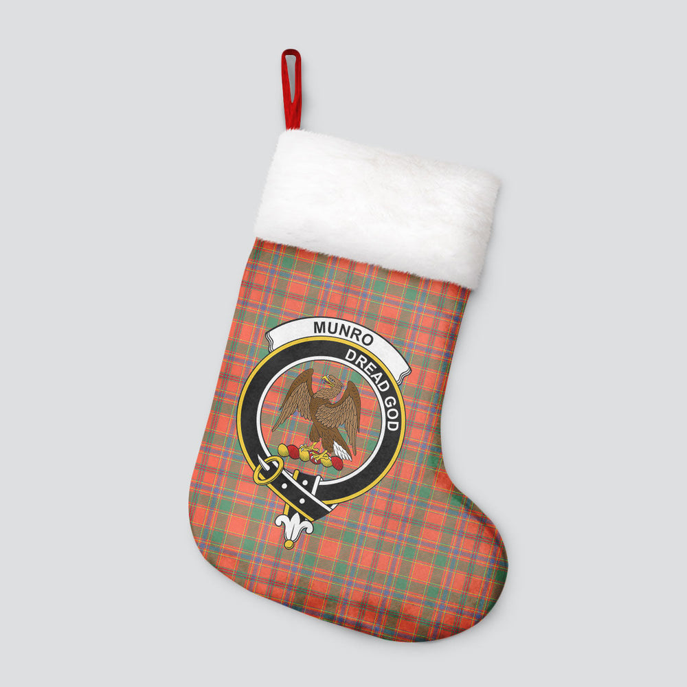Clan Munro Ancient Tartan Crest Christmas Stocking IL15 Munro Ancient Tartan Tartan Stocking