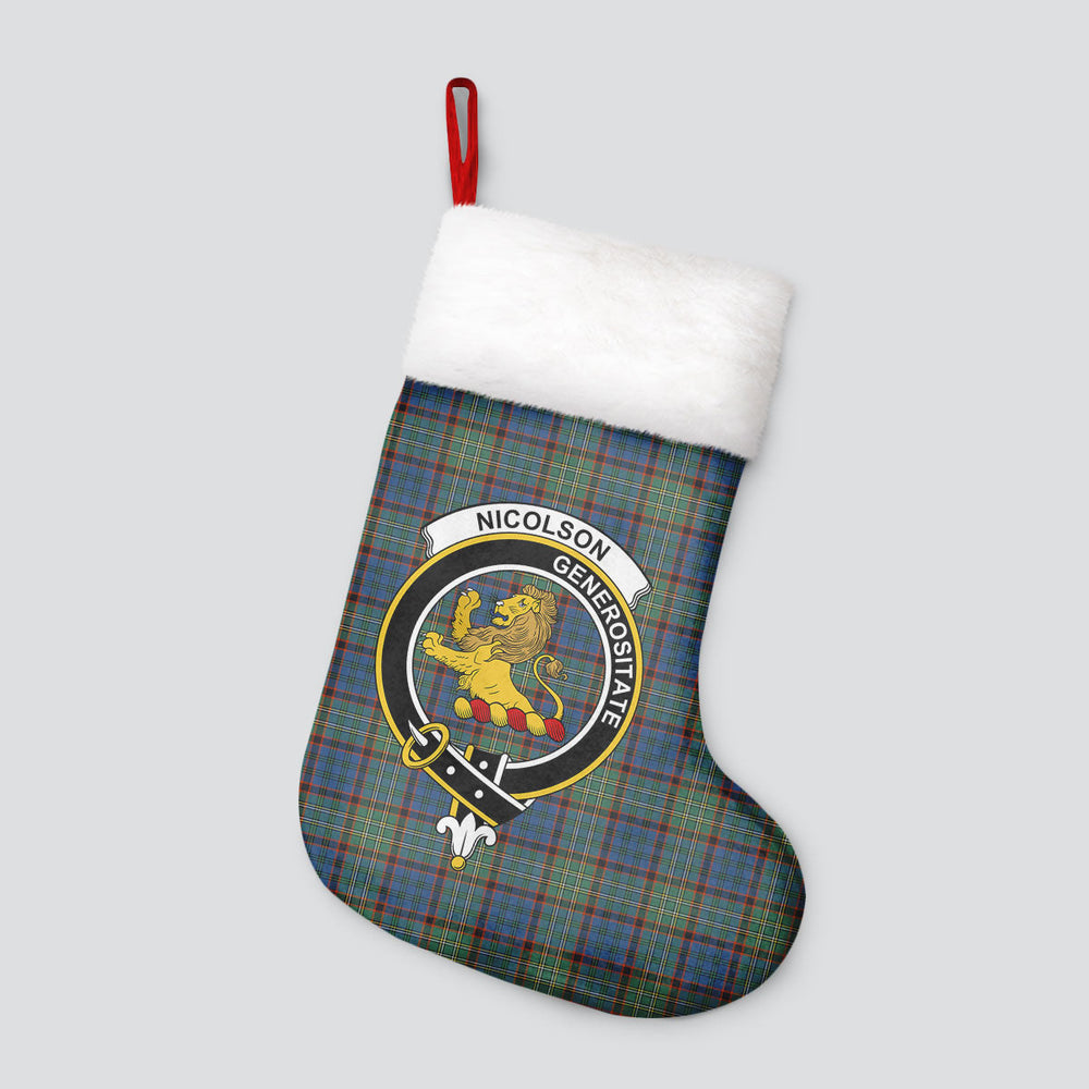 Clan Nicolson Hunting Ancient Tartan Crest Christmas Stocking PR90 Nicolson Hunting Ancient Tartan Tartan Stocking