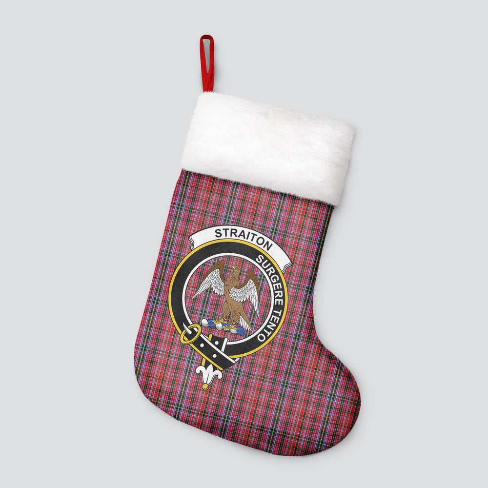 Clan Straiton Tartan Crest Christmas Stocking XP40 Straiton Tartan Tartan Stocking