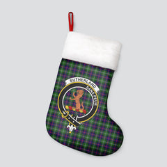 Clan Sutherland Modern Tartan Crest Christmas Stocking FO70 Sutherland Modern Tartan Tartan Stocking