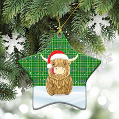 Clan Currie or Curry Tartan Christmas Ceramic Ornament Highland Cows Style CF83 Currie or Curry Tartan Tartan Ornament