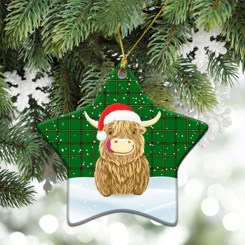 Clan Don Tartan Christmas Ceramic Ornament Highland Cows Style NG64 Don Tartan Tartan Ornament