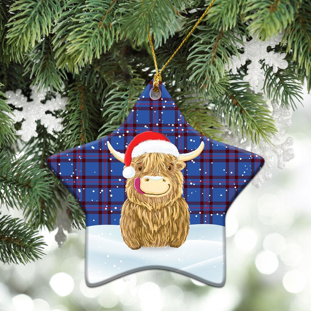 Clan Elliot Modern Tartan Christmas Ceramic Ornament Highland Cows Style DL25 Elliot Modern Tartan Tartan Ornament